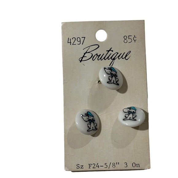 Vtg Mix of 7 Boutique Buttons Pound Puppy & Hip Teddy Bear F20 1/2” F24 5/8” NOS - Picture 3 of 4